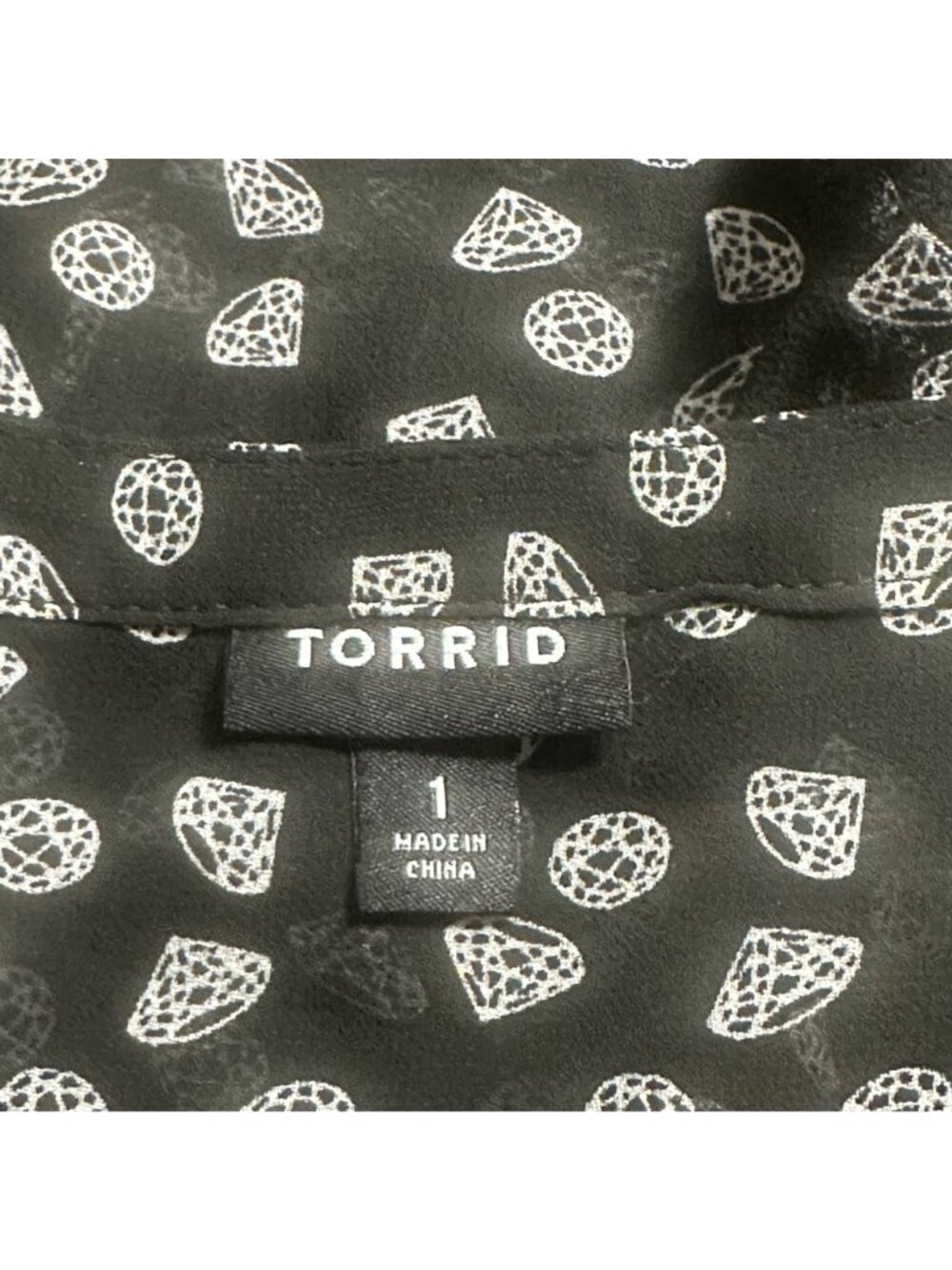 Torrid Black & White Diamond Print Sheer Baby Doll Dress 3/4 Sleeves V-Neck 1X - Picture 4 of 6